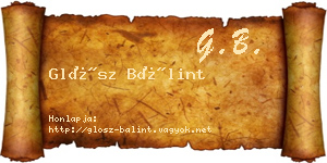 Glósz Bálint névjegykártya